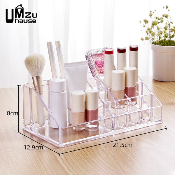 Boîte à lèvres en acrylique Boîte à lèvres Cosmetic Brush Solder Rysin à ongles Clean Affichage divisé Affichage LIp Gloss Storage Bin Dresseur Organisateur