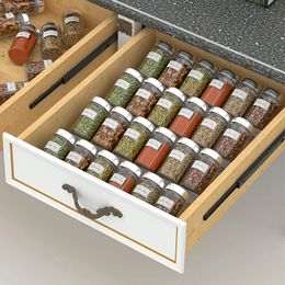 Organisateur de tiroir à épices en matériau acrylique à 4 niveaux, support de rangement de bouteilles d'assaisonnement sous le bureau, fournitures de cuisine cachées 240124