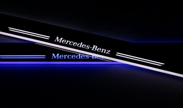 Pedal de bienvenida LED móvil acrílico para placa de desgaste de coche, Pedal, umbral de puerta, luz de camino para Mercedes GLK 2013 - 20156371028