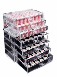 Acrílico Nail Art Accories Beads Caja de almacenamiento Cajón Caja Crystal Nail Art Decorati Organizador Titular Joyería Ctainer a13r #