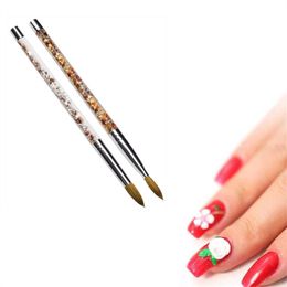 Acrylic Nail Brush Nails Art Mink Glitter Handvat Gel Bouwer Manicure Borstels DIY Tekening Tool