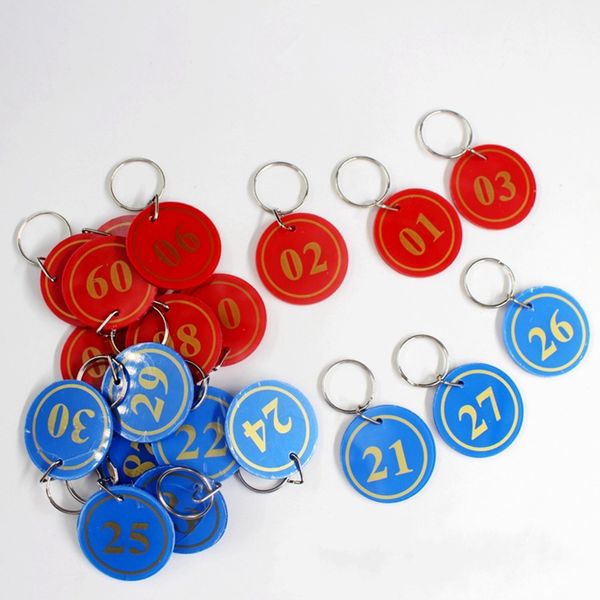Etiquetas numeradas acrílicas con llaveros, etiqueta de números, tarjetas de dígitos de identificación, decoración de fiesta, etiquetas para llaves