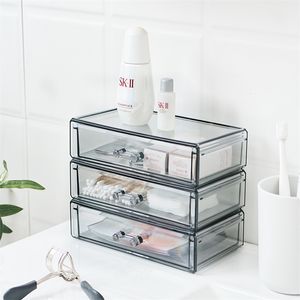 Organizador acrílico Caja de almacenamiento cosmética Cajón Maquillaje Organizador para cosas pequeñas Contenedores de joyería para tocador de escritorio Baño 210315