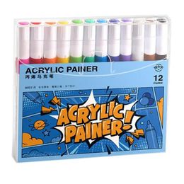 Marqueurs de peinture acrylique stylos de peinture pour tissu bricolage artisanat fournitures d'art avec 60 couleurs imperméable à l'eau forte couverture séchage rapide 231227