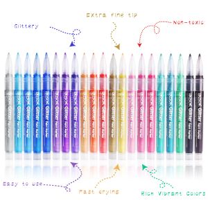 Marqueurs de paillettes à stylos à peinture acrylique, ZSCM 21 couleurs oeufs de Pâques peigner les marqueurs de styles