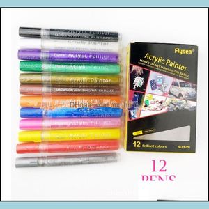 Acryl verf pennen permanente pen kunst markers sets papier canvas houten glas steen keramische stof schilderij fashio diy ambachten xhcfyz145 drop del