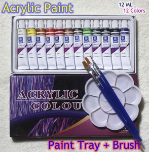 Acrylverf Tube Set Nail Art Schilderij Tekening Tool Voor De Kunstenaars 12 ml 12 Kleuren Voor Penseel En Verf lade8985553