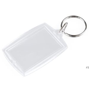 Porte-clés en plastique acrylique vierge insérer passeport cadre photo porte-clés cadre photo porte-clés cadeau de fête RRA12431