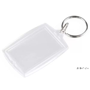 Porte-clés vierges en plastique acrylique insérer un cadre photo de passeport porte-clés cadre photo porte-clés cadeau de fête RRB14660