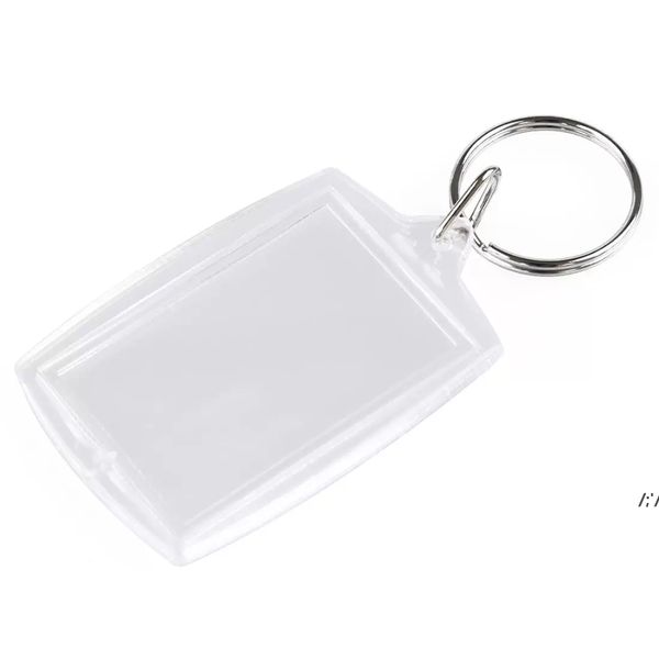 Porte-clés vierges en plastique acrylique, insertion de passeport, cadre Photo, porte-clés, cadeau de fête, BBB14660