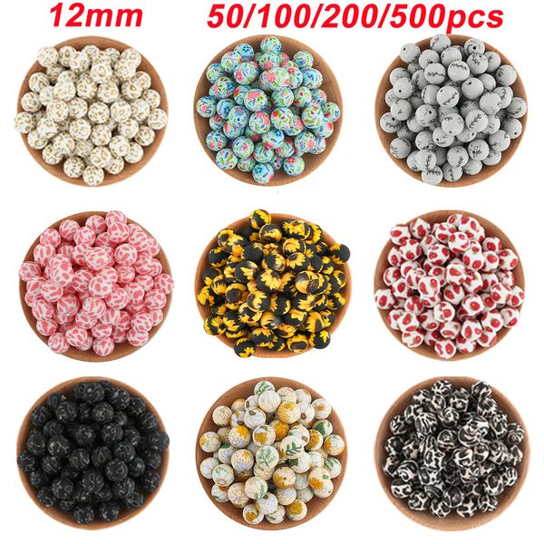 Acrylique Plastique Lucite 12MM 50 100 200 500 Pcs Imprimer Léopard Silicone Perles En Vrac De Qualité Alimentaire DIY Bracelet Collier Bijoux Sucette Chaîne Sans BPA 230710