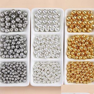 Perles acryliques en plastique Lucite de 19 mm pour bracelets, colliers, boucles d'oreilles, fournitures de fabrication de bijoux, couleur or rond, Kit en vrac A Dhmb9