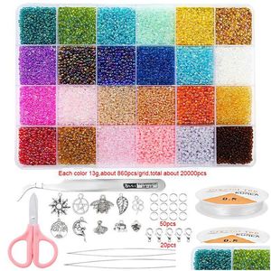 Plástico acrílico lucite 20000pcs 2 mm 12/0 perlas de semillas de vidrio para joyas kit de suministros kits collar kits alfabeto