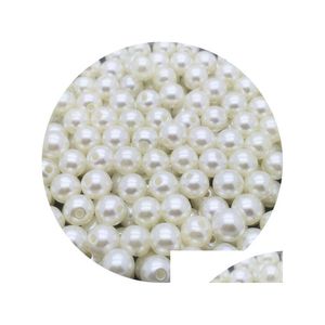 Acrylique Plastique Lucite 3-8Mm Rond Abs En Plastique Forme Perles D'imitation Perles Blanches À La Main Bricolage Bracelet Bijoux Accessoires Faire Dhqkd