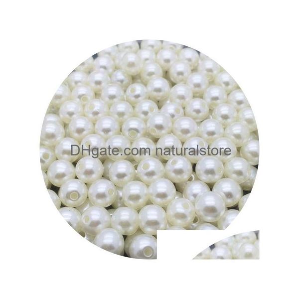 Acrylique en plastique Lucite 3-8Mm ronde Abs forme perles d'imitation perles blanches fait à la main bracelet à bricoler soi-même accessoires de bijoux faisant en gros 1 Dhoaj