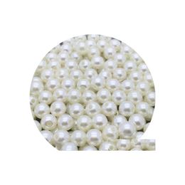 Acrylique Plastique Lucite 38Mm Rond Abs En Plastique Forme Perles D'imitation Perles Blanches À La Main Bracelet À Faire Soi-Même Bijoux Accessoires Faire Ot0Da