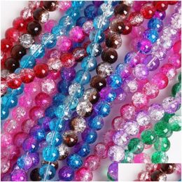 Acryl Plastic Lucite 4 mm 6 mm 8 mm 10 mm Twotone kleur Acryl Glas Crackle Beads Round Losse Spacer voor sieraden maken DIY Bracel DHWKJ