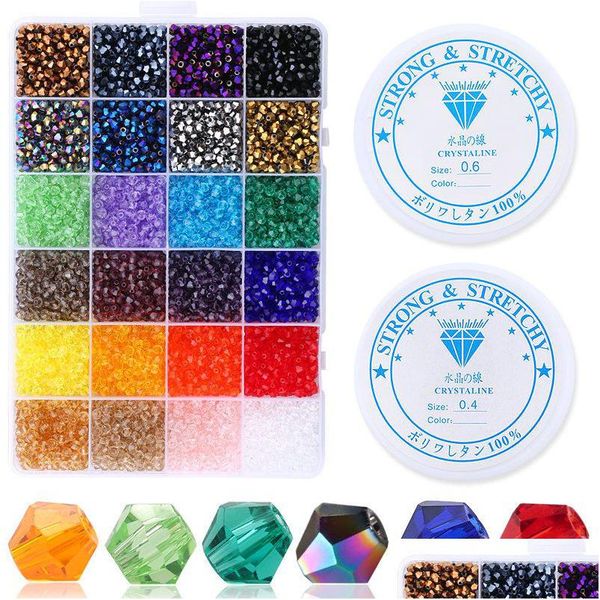 Acrylique Plastique Lucite 4mm Verre Be Perles Kits Bijoux Lâche Spacer Fit Making DIY Bracelet Collier Accessoires 4800pcs / Boîte Drop Deli Dhlqr