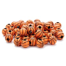 Acrylique Plastique Lucite 50pc / lot Football Baseball Basketball Tennis Perles Sport Ball Spacer Fit pour Bracelet Collier Bijoux DIY Maki Dhbyz