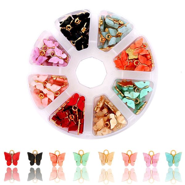 Acrylique Plastique Lucite 96 Pcs Coloré Acrylique Papillon Perles Boîte Ensembles pour DIY Mignon Animal Charmes Collier Bracelet Fabrication de Bijoux Accessoires Faits À La Main 230809