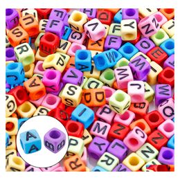 Acryl Plastic Lucite Acryl Letter Alfabet Cube Bead Sieraden maken Gemengde losse kralen Diy Handwerk voor ketting Bracelet DH DH1VE