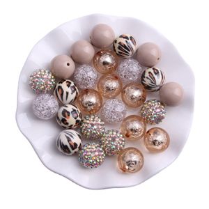 Plastique acrylique Lucite plastique acrylique Kwoi Vita Am053 Champagne léopard mélange ensemble 20mm rond Y imprimer perles pour enfants collier bijoux Dhjp3