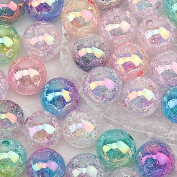 Acrylique Plastique Lucite Cordial Design 100Pcs 16*16MM Composants de Bijoux/Perles Acryliques/Fait à la Main/Forme Ronde/Effet Aurore/Perles Crack DIY 230820