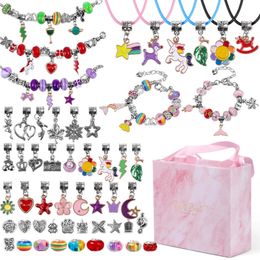 Kit de fabrication de bracelets en plastique acrylique Lucite, accessoires de bijoux avec perles, pendentifs, bracelets à breloques et chaîne de collier pour filles 231110