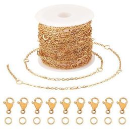 Kit de fabricación de collar de pulsera de cadena de Lucite de plástico acrílico, que incluye cadenas de eslabones de corazón de acero inoxidable 304, anillos de salto, chapado en oro real de 18 quilates 230901