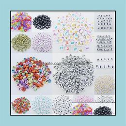 Acryl Plastic Lucite Losse Kralen Sieraden 500 Stuks 7Mm Acryl Gemengd Alfabet Letter Munt Ronde Platte Spacer 15- Stijl Pick Dro264e