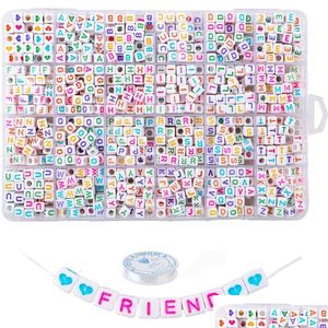 Acryl Plastic Lucite Sqaure Letter Kind Puzzel Kralen Box Set Voor Diy Armband Sieraden Maken Accessoire Rond Alfabet Spacer Zaad B Dhrgj