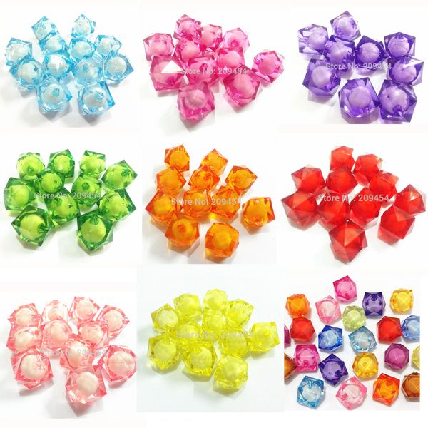 Plástico acrílico Lucite Venta al por mayor 8 mm 10 mm 12 mm 16 mm 20 mm Cubo transparente grueso Cuentas facetadas para joyería de moda DIY Bolsas de cuentas Hacer 230710