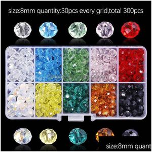 Acryl Plastic Lucite Groothandel Verkoop 10 Kleuren Kristal Kralen Rond Glas Facet Los Met Container Box Voor Sieraden Maken Drop Dhb4Z