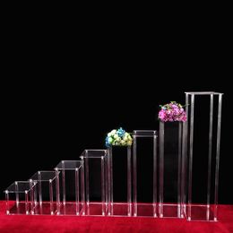 Acrylic PLINTH TABEL CENTERPIEJE Bloemvaas Bruiloft Decoratie Luxe Floral Garland Stand Kolommen Voor verjaardag Party Stage Achtergrond Dessert Cake Holder