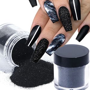 Acrylpoeders Vloeistoffen 1 doos Zwart Wit Nagelglitter Dompelpoeder Glanzend Pigmentstof Laser Suiker Nagelkunst Pailletten Glitters Decoraties Manicure TRMN 231128