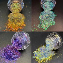 Poudres acryliques liquides 1 pot Licorne caméléon Aurora poudre de paillettes pour ongles miroir magique pigment multichrome changement de couleur sirène 231121