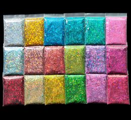 Poudres Acryliques Liquides 100g / sac Hexagone Holographique Chunky Glitter Nail Tips Glitter Powder Mermaid Flakes Sparkly Glitter Resin Crystal mud 230711