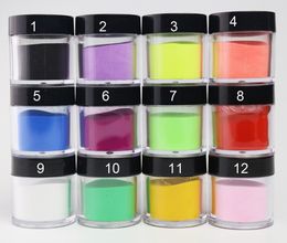 Polvos acrílicos líquidos, 12 cajas, juego de mezcla de colores, pigmento en polvo, polvo para esculpir, POLVO ACRÍLICO 3D para inmersión de uñas en tarro de 10 ML, kit de decoración de uñas, polvo ACRÍLICO 230919