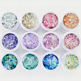 Acrylpoeders Vloeistoffen 12FlessenSet 3 in 1 Acryl Glitter Poeder Nail Art Dompelen Extentie Carving Poeder Pailletten Decoraties Stofkit Bulk Tc#038 230919