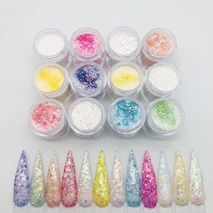 Acrylpoeders Vloeistoffen 12 flessenSet Acrylpoeder Kristalglitterpoeder voor het maken van 3D-nageltips Decoratie Uitbreiding Builder Acrylstofset Tc#020 230919