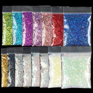 Líquidos en polvo acrílico, 15 bolsas, 150g, 1mm, lentejuelas holográficas con brillo, decoración de uñas, escamas de sirena brillantes, accesorios para uñas, suministros profesionales, conjunto 231019