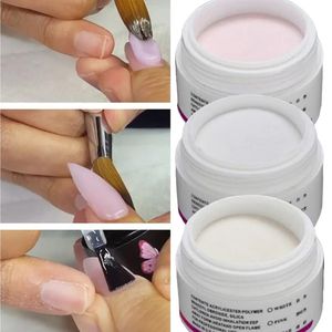 Líquidos en polvo acrílico 1 pieza de polvo acrílico para extensión de uñas profesional blanco claro rosa desnudo 3D tallado de uñas polímero de cristal decoración de uñas en polvo 231110