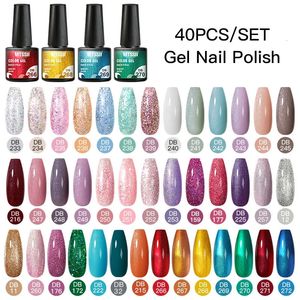 Acrylpoeders vloeistoffen 24-40 stuks glittergel nagellakset naakt roze paars semi-permanent losweken UV Art Vernis manicurekit 231205