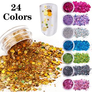 Acryl Poeders Vloeistoffen 24 JarsLot y Glitter Nail Art Vlokken Holografische Poeder Gezicht Lichaam Oog Mix Manicura Decoracion Nagels Accessoires 230712