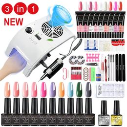 Acryl Poeders Vloeistoffen 3 In 1 Nail Art Machine Set met Gel Polish Kit Poly Lamp Boor Manicure Stofzuiger Sets 231020