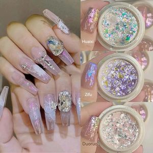 Acrylpoeders Vloeistoffen 3PCS Nail Art Pailletten Ultradunne Grote Poolse Sieraden Aurora Gradiëntversiering Snoep Heldere kleurendecoratie 231121