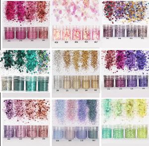 Poudres acryliques liquides 4pcsset4color ensemble X10ML mélange poudre de paillettes pour Nail Art 0.2mm 1mm 2mm paillettes 3D décoration d'art d'ongle pour la décoration d'art d'ongle 45 231024