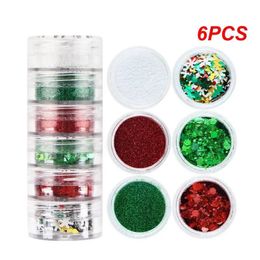 Acrylpoeders Vloeistoffen 6 STKS Kerstmanicure Accessoires Driedimensionaal Slijtvast Waterbestendig Glanzend Niet gemakkelijk af te vallen Nail Art Glitter 231120