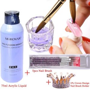 Acrylique Poudres Liquides 7 pièces EMA liquide acrylique 75 ml monomère liquide avec porte-stylo brosse à ongles pour poudre acrylique manucure sculpter Extension Builder conseils 230919