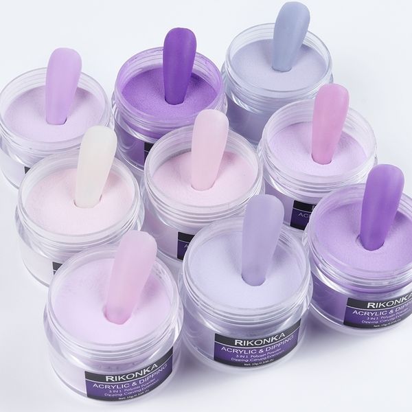 Poudres Acryliques Liquides 9 Bouteilles Ensemble Violet Gradient Poudre Nail Art 3D Sculpté Professionnel Manucure Pigment Poussière pour Pointe Extension 230712